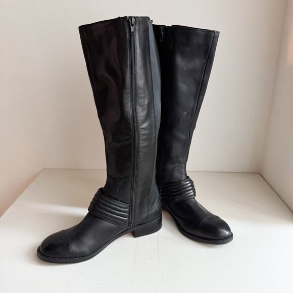 Jessica Simpson Wide Calf Black Leather Boots 11 - Picture 10 of 11